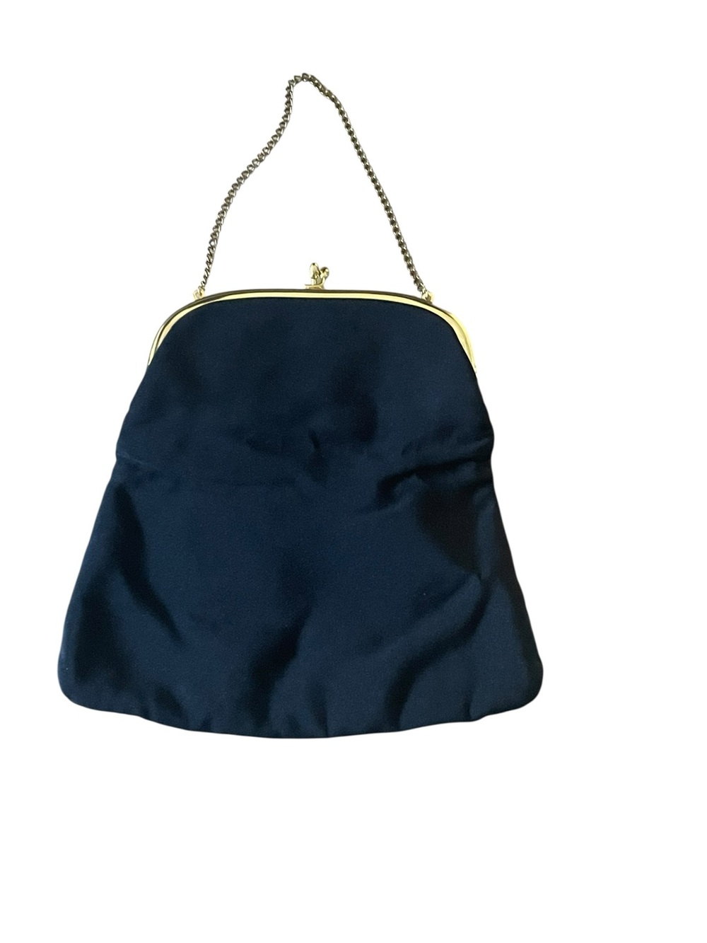 Vintage Classic black Chain-Handle Evening Bag with Gold Trim